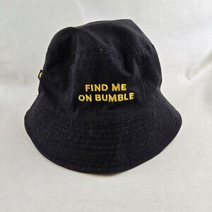 Bumble Reversible Bucket Hat Black Yellow Check Find Me On Bumble Embroidered